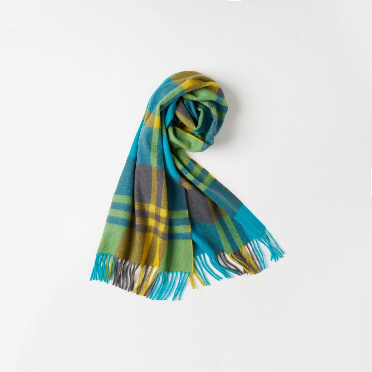  「Joshua Ellis CASHMERE CHECK MUFFLER」|マフラー|イエロー