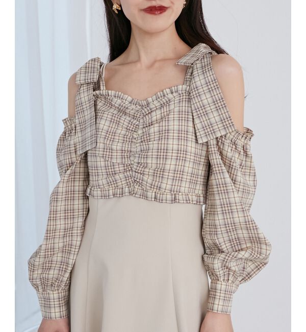  「2way肩リボンドッキングワンピ」|ワンピース|