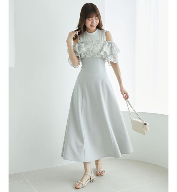  「ウエストきゅっとフリルフレアワンピ」|ワンピース|