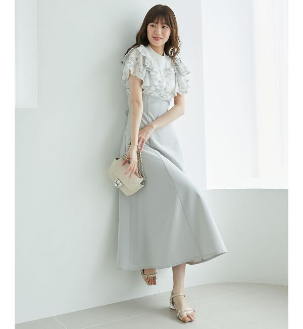  「ウエストきゅっとフリルフレアワンピ」|ワンピース|