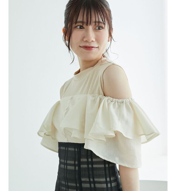  「ウエストきゅっとフリルフレアワンピ」|ワンピース|