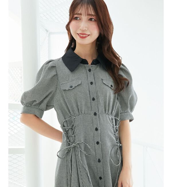  「サイドレースアップシャツワンピース」|ワンピース|