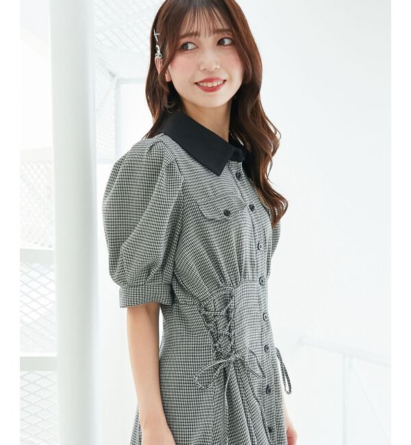  「サイドレースアップシャツワンピース」|ワンピース|