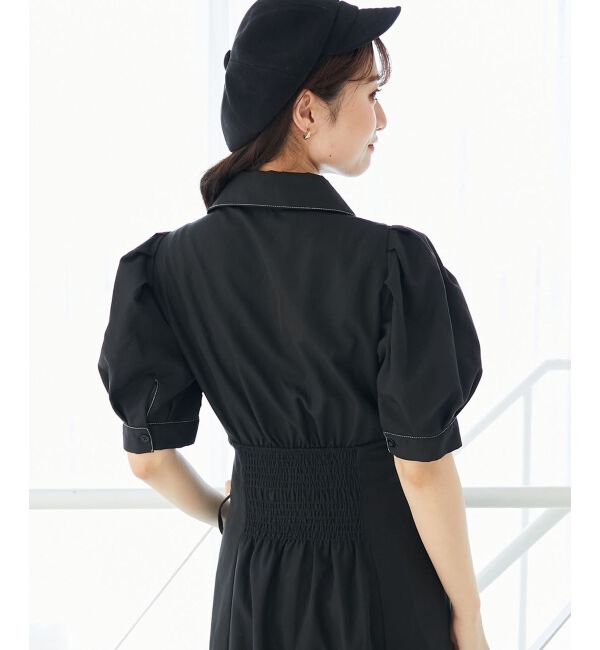  「サイドレースアップシャツワンピース」|ワンピース|