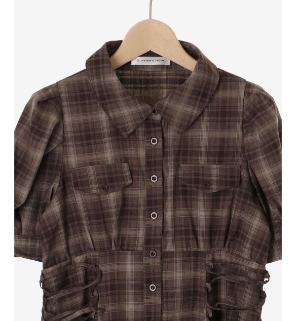  「サイドレースアップシャツワンピース」|ワンピース|