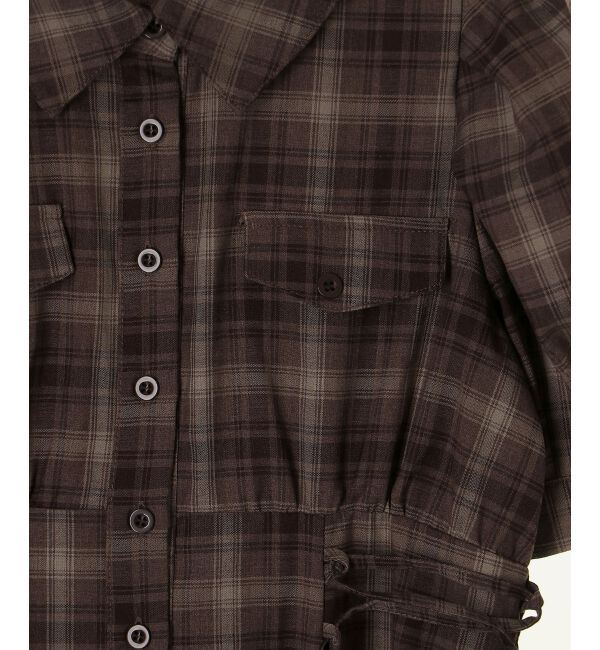  「サイドレースアップシャツワンピース」|ワンピース|