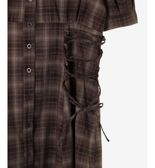  「サイドレースアップシャツワンピース」|ワンピース|