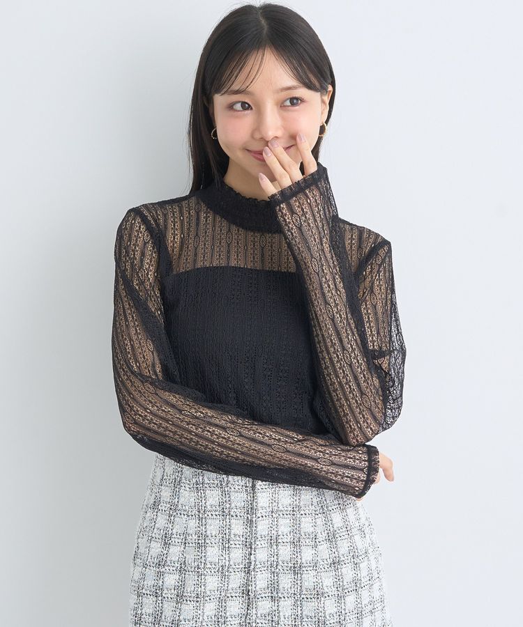 earth music&ecology「レースドッキングプルオーバー」|Tシャツ・カットソー|Black