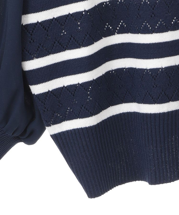 earth music&ecology「透かし編みボーダーカーディガン」|カーディガン|