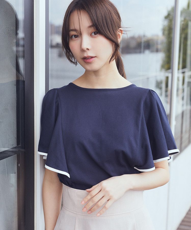 earth music&ecology「パイピングフレアスリーブカットソー」|Tシャツ・カットソー|