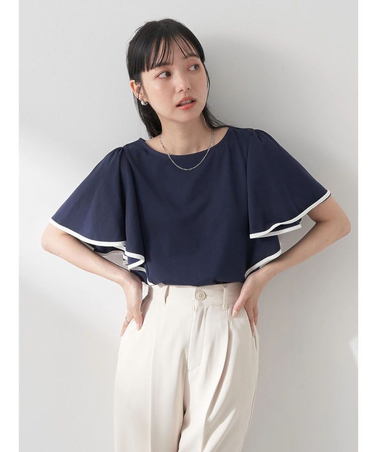 earth music&ecology「パイピングフレアスリーブカットソー」|Tシャツ・カットソー|