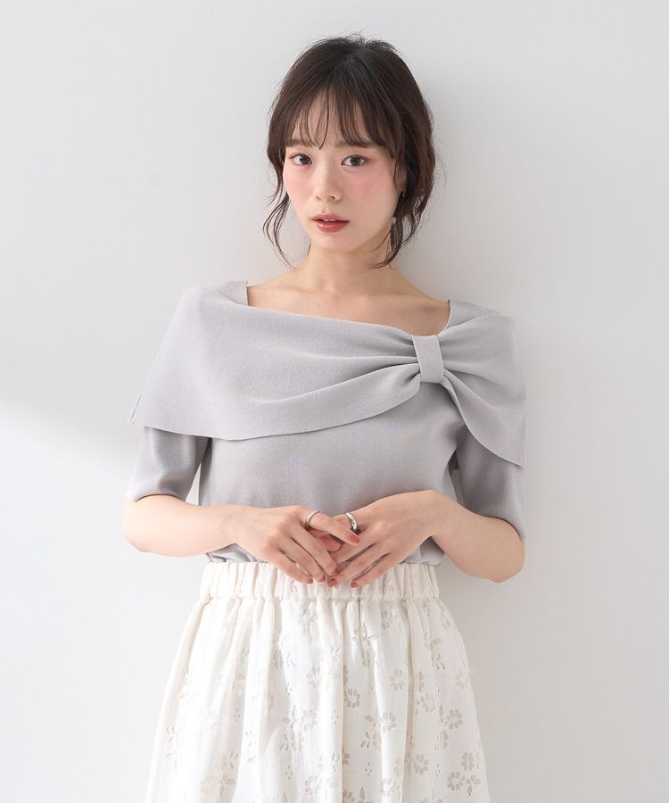 earth music&ecology「リボン半袖ニットプルオーバー」|ニット・セーター|