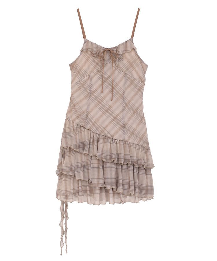 earth music&ecology「フロントリボンチェックミニキャミワンピース」|ワンピース|