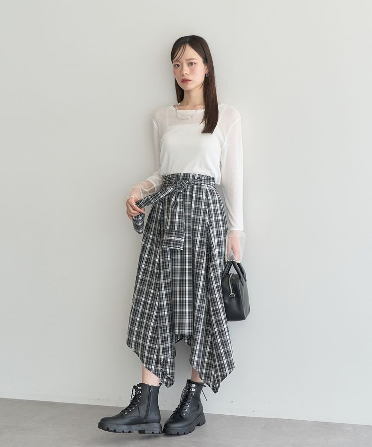 earth music&ecology「イレヘムチェックシャツスカート」|フレア|