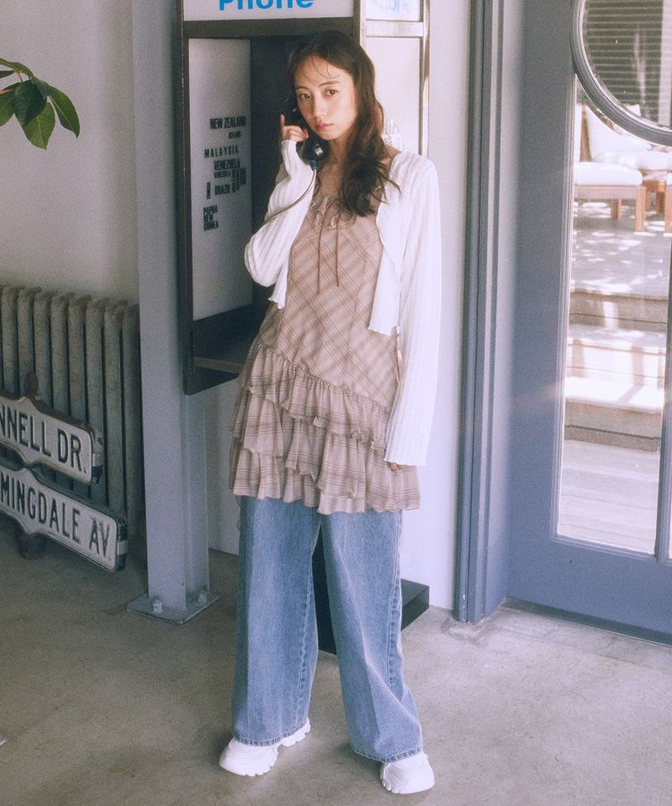 earth music&ecology「ハイウエストデニムパンツ」|デニム|