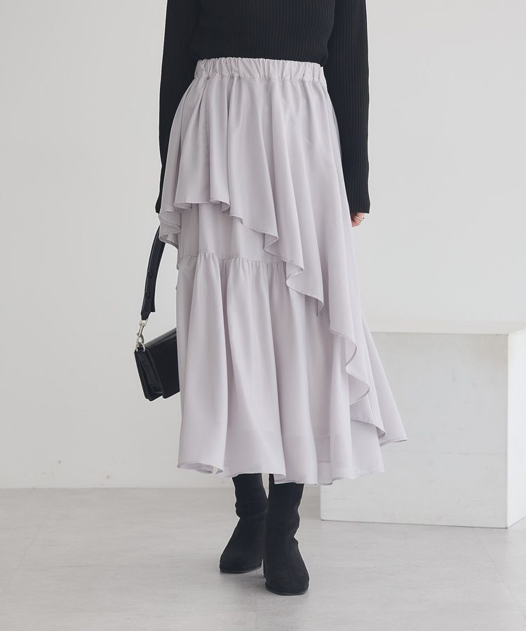 earth music&ecology「シャイニーラッフルスカート」|フレア|