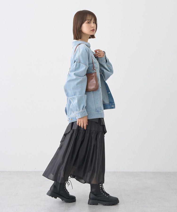 earth music&ecology「シャイニーラッフルスカート」|フレア|