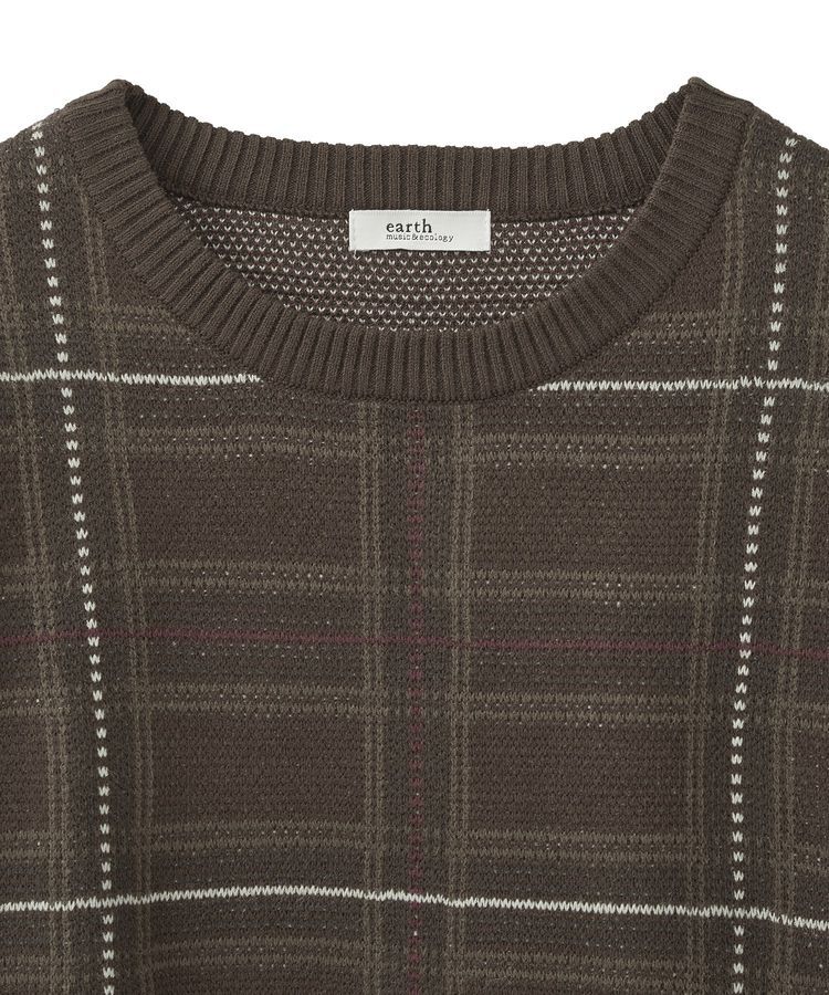 earth music&ecology「チェックジャガードニットプルオーバー」|ニット・セーター|