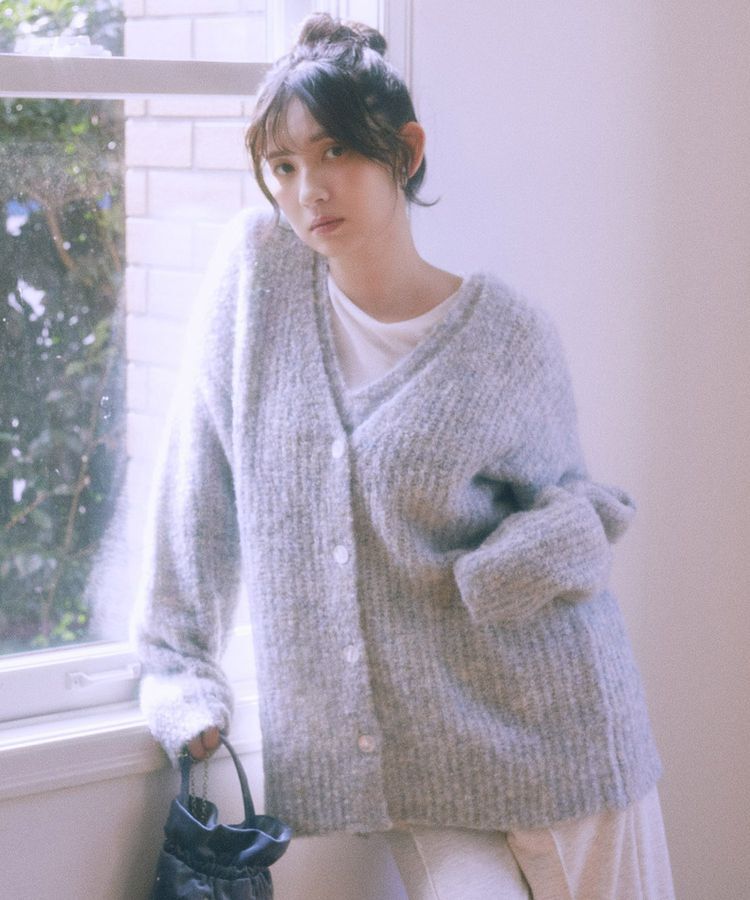 earth music&ecology「MIXカラーブークレカーディガン」|カーディガン|