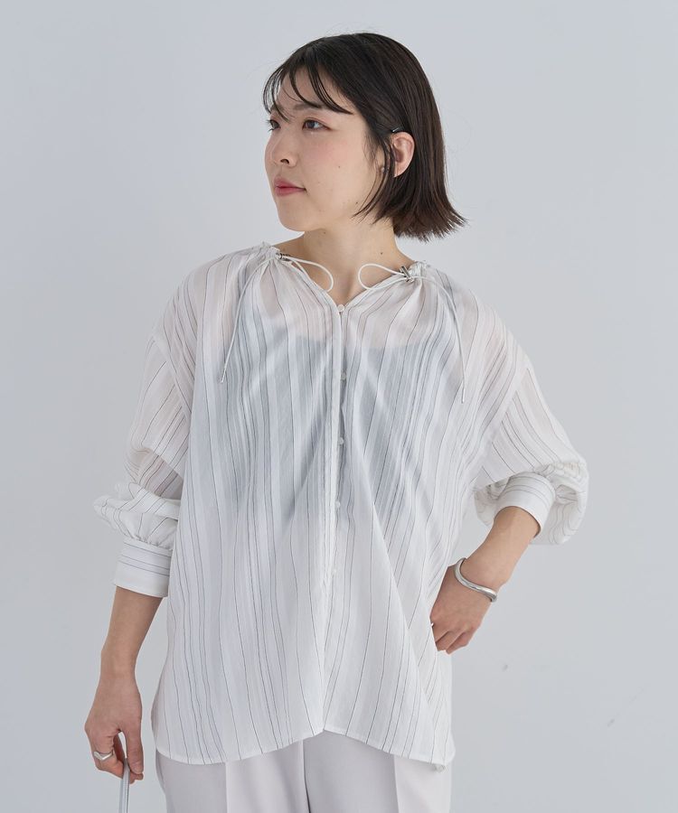 Green Parks「ドロストネックシアーストライプチュニック」|シャツ・ブラウス|