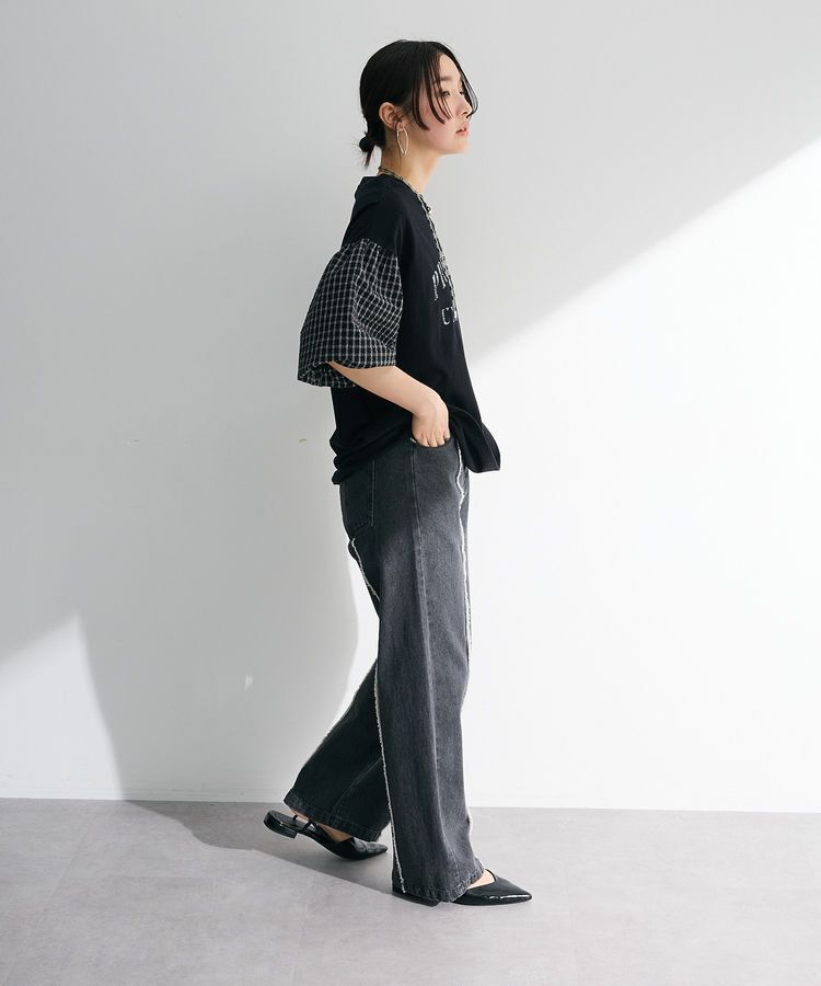 Green Parks「チェックバルーンスリーブロゴチュニック」|チュニック|