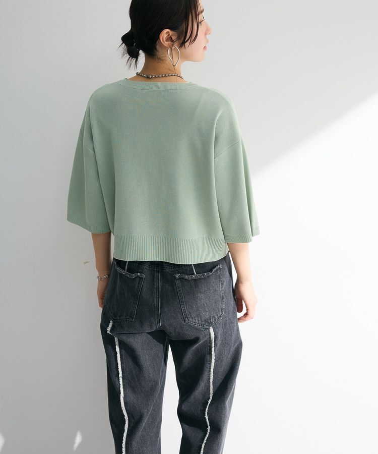 Green Parks「・ELENCARE DUE ロゴ刺繍6分袖ニット」|ニット・セーター|