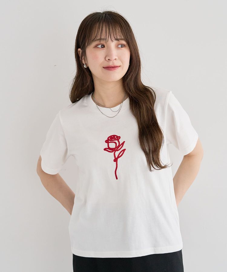 Green Parks「・DOUBLE FLAGS ローズチェーン刺繍TEE」|Tシャツ・カットソー|Off White
