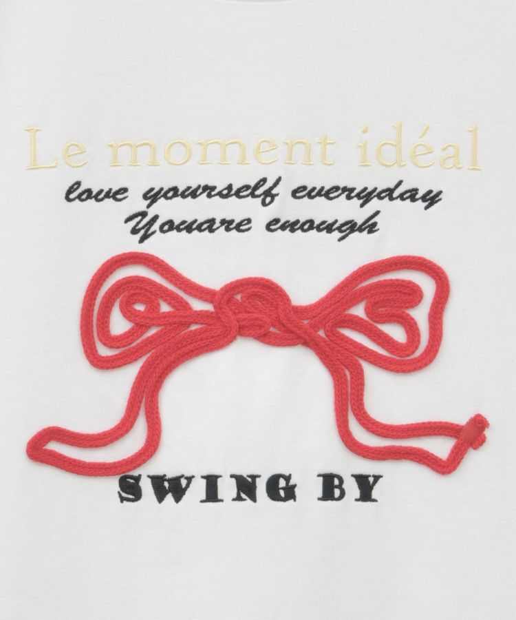 Green Parks「・swing by リボンモチーフコード刺繍TEE」|Tシャツ・カットソー|