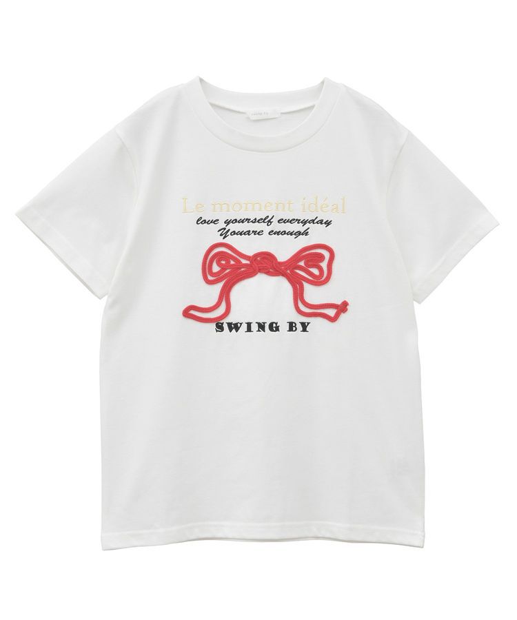 Green Parks「・swing by リボンモチーフコード刺繍TEE」|Tシャツ・カットソー|