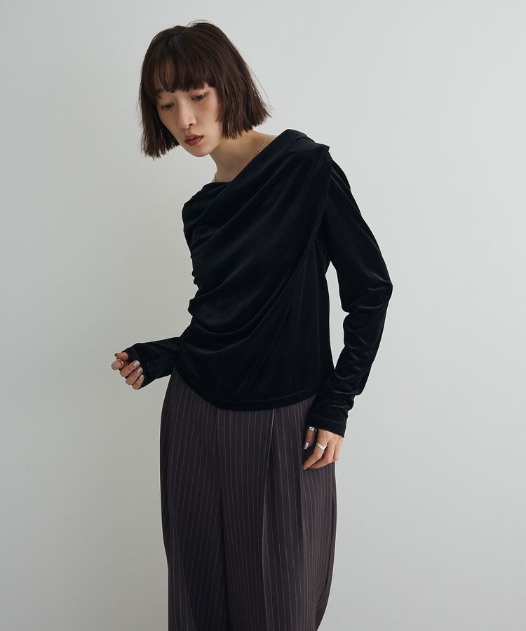 AnriettMusee「シアーベロアオフショル長袖プルオーバー」|Tシャツ・カットソー|