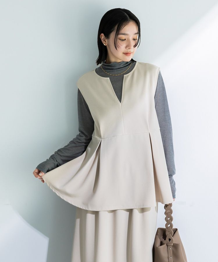 Green Parks「楽ちんリップルペプラムベスト」|ベスト・ジレ|