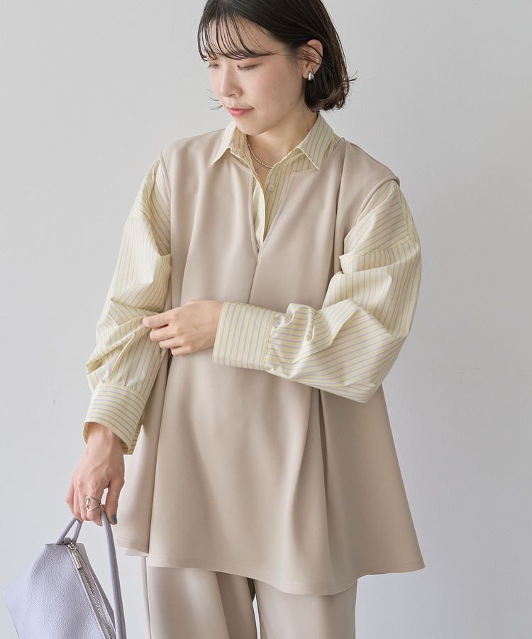 Green Parks「楽ちんリップルペプラムベスト」|ベスト・ジレ|