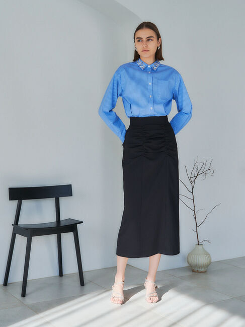 YECCA VECCA「シャーリングロングナロースカート」|スカート|