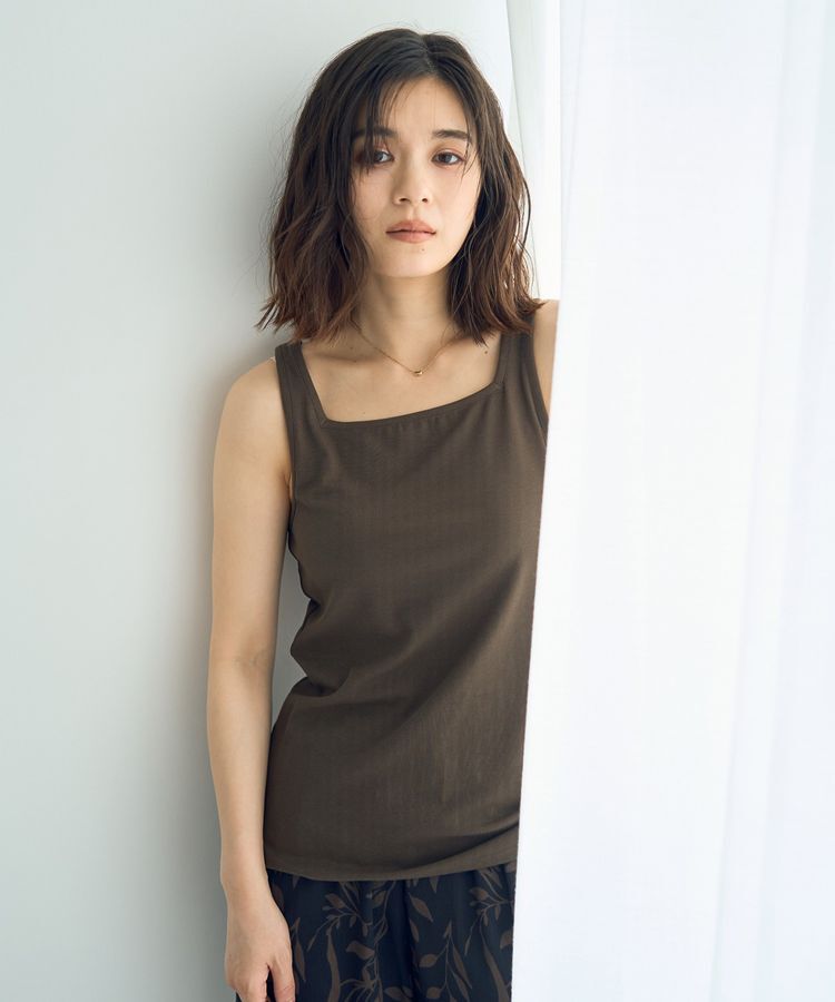 YECCA VECCA「2wayスクエアリブタンクトップ」|インナー|Brown