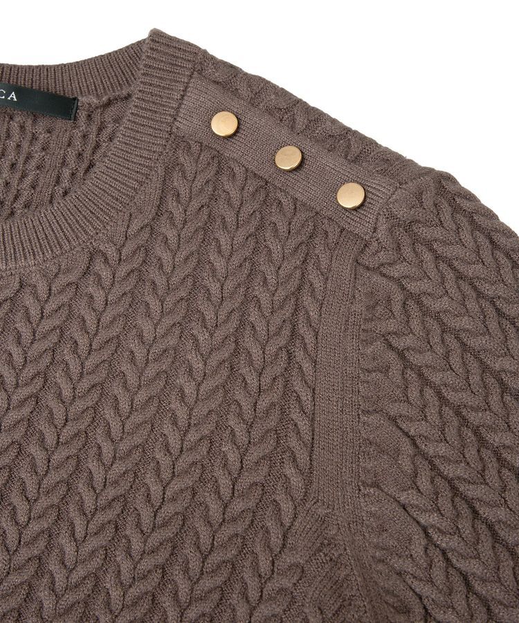 YECCA VECCA「金釦ミニケーブルニット」|ニット・セーター|
