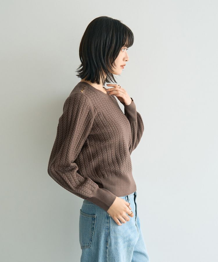 YECCA VECCA「金釦ミニケーブルニット」|ニット・セーター|