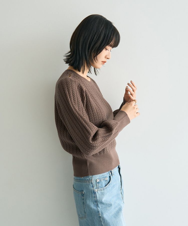 YECCA VECCA「金釦ミニケーブルニット」|ニット・セーター|