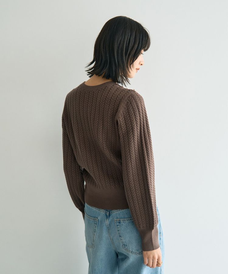 YECCA VECCA「金釦ミニケーブルニット」|ニット・セーター|