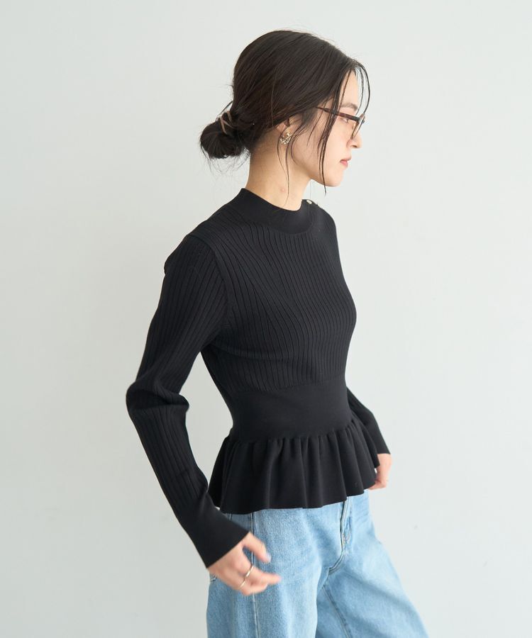 YECCA VECCA「金釦ペプラムニット」|ニット・セーター|