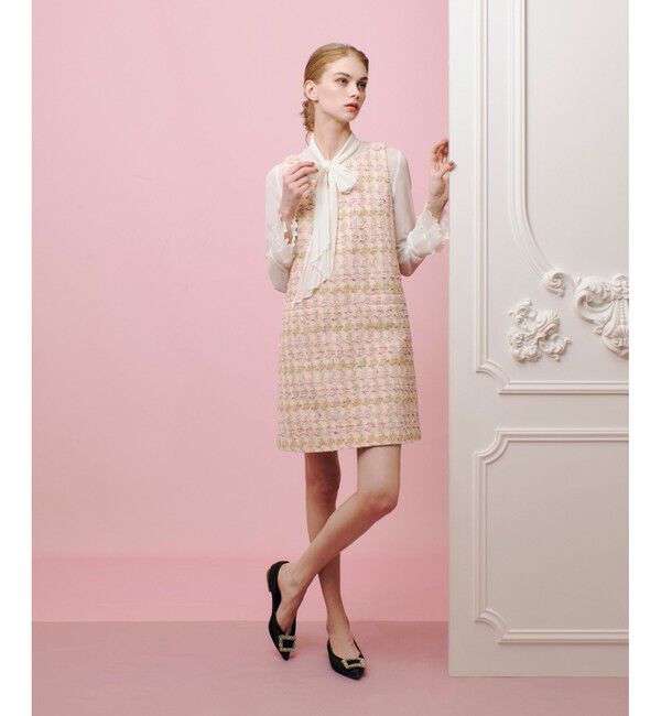 LOULOU WILLOUGHBY「【LOULOU WILLOUGHBY】LINTONツイードロングジャケット」|ノーカラージャケット|