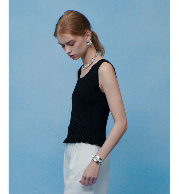 LOULOU WILLOUGHBY「【LOULOU WILLOUGHBY】ワイドリブヘムフリルタンク」|タンクトップ|