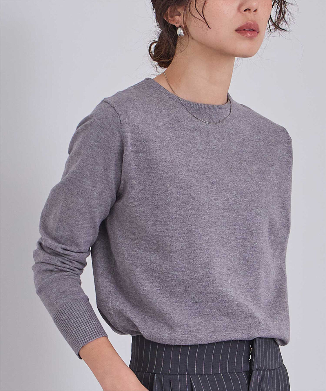ur's「カシミヤタッチクルーネックニットトップス」|ニット・セーター|杢グレー