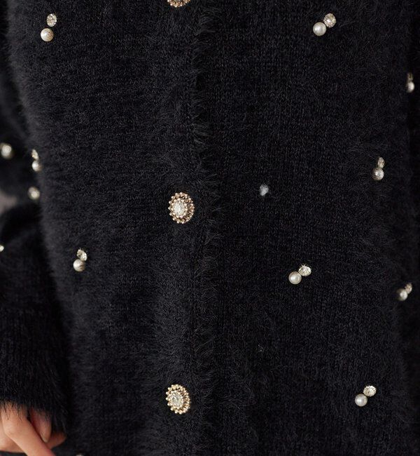  「ビジューフェザーロングカーデ」|ニット・セーター|