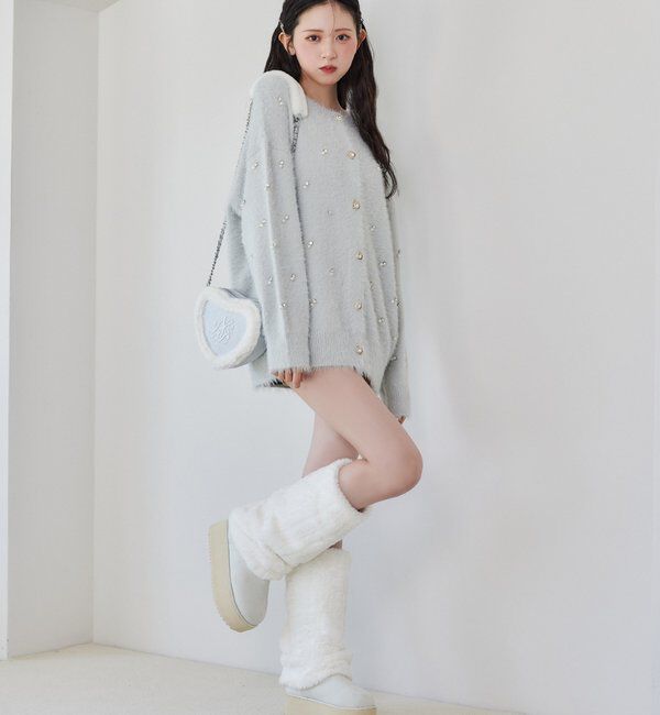 「ビジューフェザーロングカーデ」|ニット・セーター|