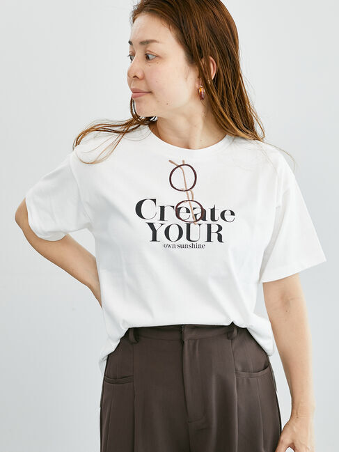 Lugnoncure「メガネ刺繍プリントTシャツ」|Tシャツ・カットソー|オフホワイト