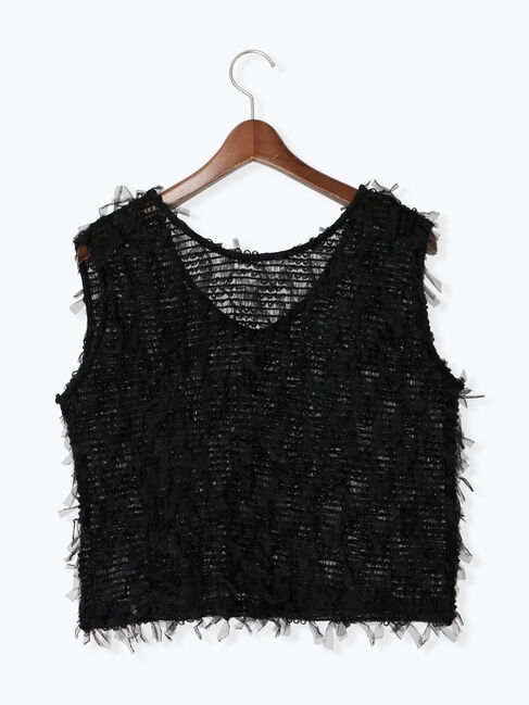 Te chichi TERRASSE「前後2WAYチュールフリンジベスト《2025summer catalog item》」|シャツ・ブラウス|