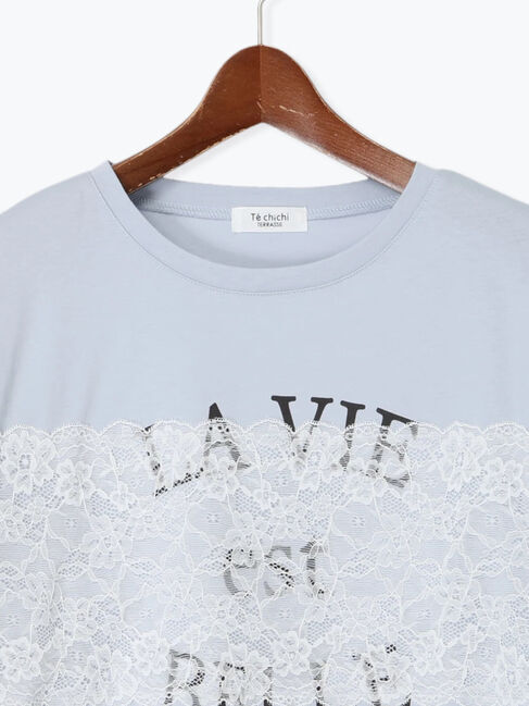 Te chichi TERRASSE「レースロゴプリントTシャツ」|Tシャツ・カットソー|
