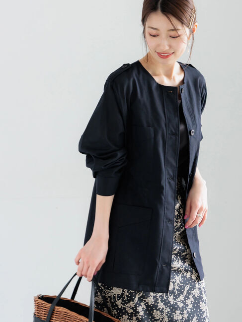 Te chichi「ノーカラーサファリジャケット《2026 spring catalog item》」|その他|ネイビー