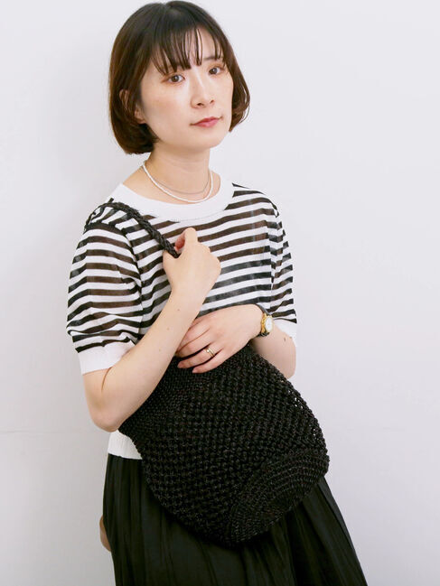 Samansa Mos2 blue「◎ボーダーニットプルオーバー」|ニット・セーター|