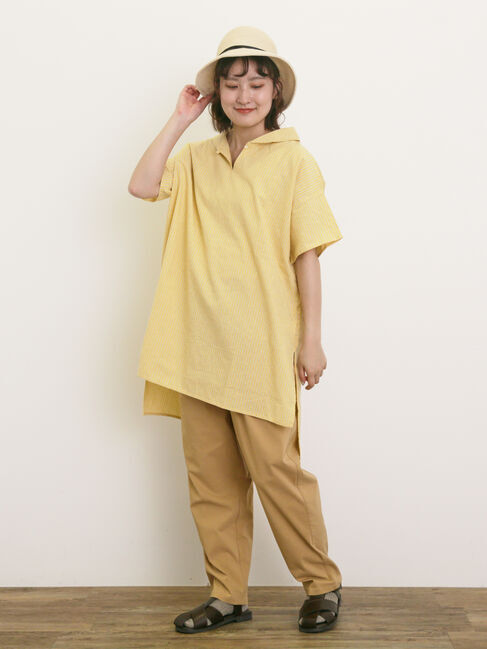 Samansa Mos2「【クールコットン】柄アソートスキッパーチュニック」|シャツ・ブラウス|